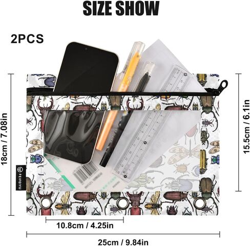Cheetah Brown Golden Binder Pouches 3 Ring for Boys Girls School Office College Supplies Leopard Black Pencil Pouches Case Bag with Clear Window and Zipper 2 Pack in Saudi Arabia