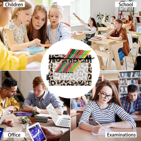 Cheetah Brown Golden Binder Pouches 3 Ring for Boys Girls School Office College Supplies Leopard Black Pencil Pouches Case Bag with Clear Window and Zipper 2 Pack in Saudi Arabia