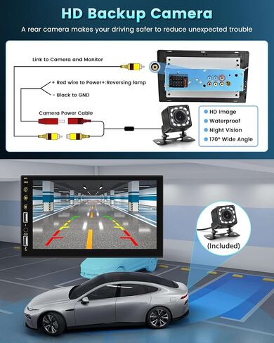 9 Inch Touch Screen Single Din Car Stereo with Apple Carplay Android Auto, Hikity Car Radio Bluetooth Car Audio Support Mirror Link FM AM/USB/EQ Setting + Backup Camera in Saudi Arabia