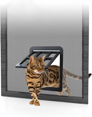 Namsan Dog Door for Screen Door, Passage 12 x 14 inches, Doggy Door for Sliding Door, Pet Screen Window, Magnetic Flap Auto Closing, Screen Door with Doggie Door Built in, Lockable, Black in Kuwait