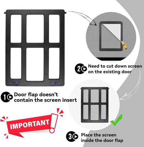 Namsan Dog Door for Screen Door, Passage 12 x 14 inches, Doggy Door for Sliding Door, Pet Screen Window, Magnetic Flap Auto Closing, Screen Door with Doggie Door Built in, Lockable, Black in Kuwait