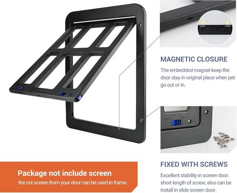 Namsan Dog Door for Screen Door, Passage 12 x 14 inches, Doggy Door for Sliding Door, Pet Screen Window, Magnetic Flap Auto Closing, Screen Door with Doggie Door Built in, Lockable, Black in Kuwait