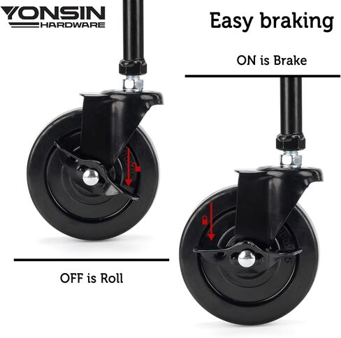 4" Heavy Duty Spring Loaded Gate Caster Wheel with Side Brake, Drag Gate Wheels with 360° Swivel for Wooden Gate Fence, Metal Tube Gate, Anti Sag Gate Kit, 330 Lbs Capacity, 1 Pac, Black in Kuwait