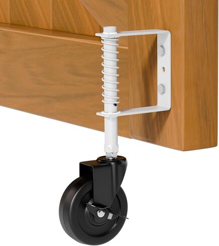 4" Heavy Duty Spring Loaded Gate Caster Wheel with Side Brake, Drag Gate Wheels with 360° Swivel for Wooden Gate Fence, Metal Tube Gate, Anti Sag Gate Kit, 330 Lbs Capacity, 1 Pac, Black in Kuwait