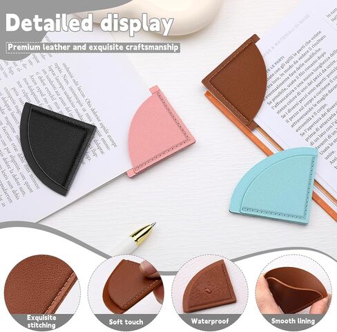 WONVOC 6 PCS Leather Heart Bookmarks, Cute Corner Page Bookmarks, Handmade Heart-Shaped Cute Bookmark for Women Men, Book Accessories for Reading Lovers, for School Office Home Supplies in Kuwait