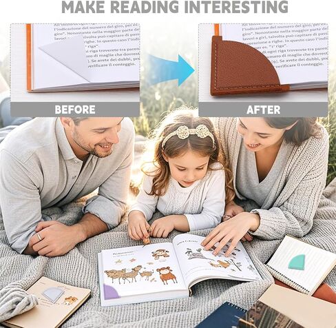 WONVOC 6 PCS Leather Heart Bookmarks, Cute Corner Page Bookmarks, Handmade Heart-Shaped Cute Bookmark for Women Men, Book Accessories for Reading Lovers, for School Office Home Supplies in Kuwait