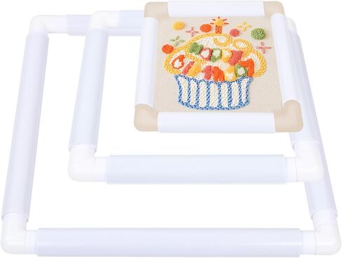 Square Embroidery Cross Stitch Frame Hoops, 8'' + 11'' + 17'' Cross Stitch Scroll Frames, Rectangular Embroidery Snap Frames DIY Sewing Tool for Quilting, Needlepoint, Silk-Painting (White) in Kuwait