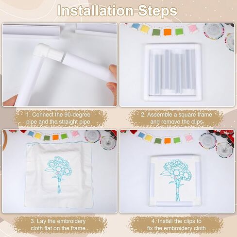 Square Embroidery Cross Stitch Frame Hoops, 8'' + 11'' + 17'' Cross Stitch Scroll Frames, Rectangular Embroidery Snap Frames DIY Sewing Tool for Quilting, Needlepoint, Silk-Painting (White) in Kuwait