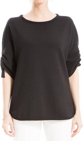 Max Studio Women's Waffle Rouched Sleeve Knit Top in Saudi Arabia