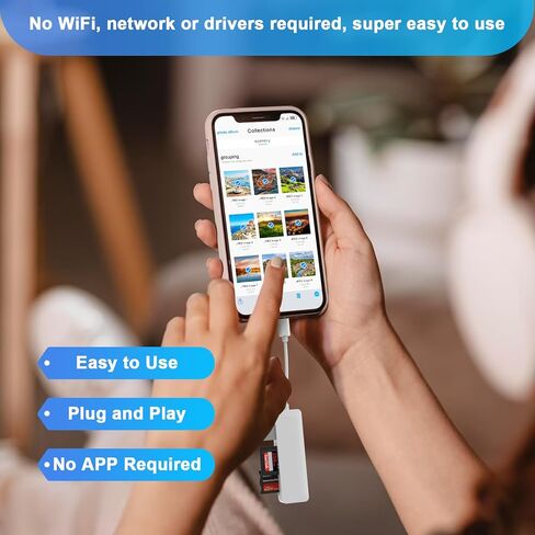 Lightning to SD Card Reader for iPhone, [Apple MFi Certified] SD/TF/XD Memory Card Reader for iPhone, Supports SD/TF/XD Cards Trail Camera Viewer for iPhone 14 13 12 11 XS XR X 8 iPad, Plug and Play in Saudi Arabia