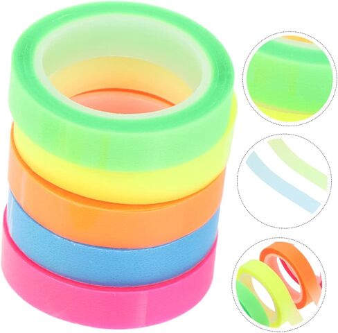 5 Rolls Transparent Highlighting Tape Removable Sticky Tabs for Book Notes Office Supplies for School and Dyslexia Support Color in Saudi Arabia