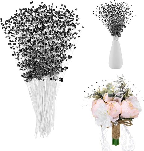 100 pack string stick stick 9 inch 4mm 4mm pearls string headed stick pearl beaud bead bead string garland for diy crafts/bouquet/Christmas/Wedding/Party [Black] in Kuwait