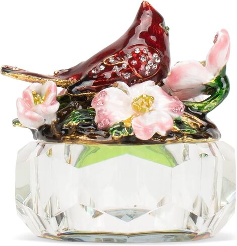 Cottage Garden Multifaceted Glass Dimensional Ornamental Trinket Jewelry Ring Earring Antique Style Vintage Collectible Figurine Keepsake Box with Bejeweled Crystals, Yellow Butterfly Plumeria in Saudi Arabia
