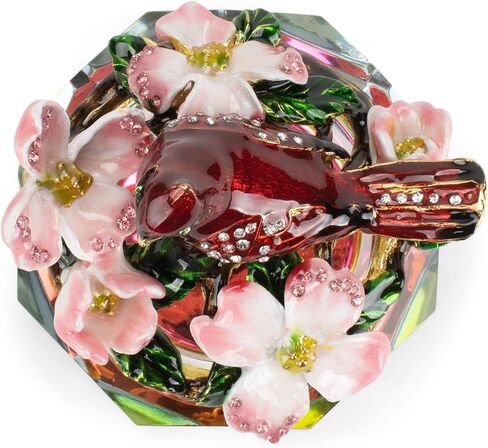 Cottage Garden Multifaceted Glass Dimensional Ornamental Trinket Jewelry Ring Earring Antique Style Vintage Collectible Figurine Keepsake Box with Bejeweled Crystals, Yellow Butterfly Plumeria in Saudi Arabia