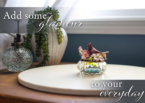 Cottage Garden Multifaceted Glass Dimensional Ornamental Trinket Jewelry Ring Earring Antique Style Vintage Collectible Figurine Keepsake Box with Bejeweled Crystals, Yellow Butterfly Plumeria in Saudi Arabia