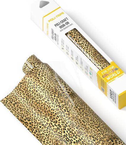 Poli-Flex® Design - Heat Transfer Vinyl (HTV) - 12 in x 36 in for T-Shirts - Iron-On Vinyl - Easy to Cut & Weed - Fashionable & Durable - Leopard in Saudi Arabia