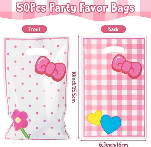 50pcs لطيف الكرتون الوردي الأزرق في هاواي الحزب لصالح حقيبة الحلوى أكياس طباعة أنماط زهرة مع مقابض هدايا الوجبات الخفيفة البلاستيك كيس للبنينا يا رضيع عيد ميلاد استحمام الطفل الحدث لصالح اللوازم in Saudi Arabia