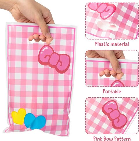 50pcs لطيف الكرتون الوردي الأزرق في هاواي الحزب لصالح حقيبة الحلوى أكياس طباعة أنماط زهرة مع مقابض هدايا الوجبات الخفيفة البلاستيك كيس للبنينا يا رضيع عيد ميلاد استحمام الطفل الحدث لصالح اللوازم in Saudi Arabia