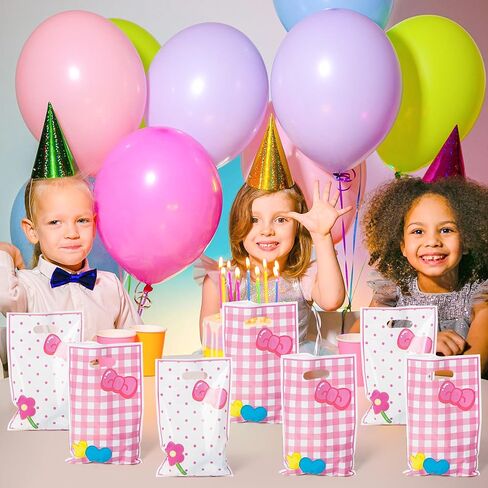 50pcs لطيف الكرتون الوردي الأزرق في هاواي الحزب لصالح حقيبة الحلوى أكياس طباعة أنماط زهرة مع مقابض هدايا الوجبات الخفيفة البلاستيك كيس للبنينا يا رضيع عيد ميلاد استحمام الطفل الحدث لصالح اللوازم in Saudi Arabia