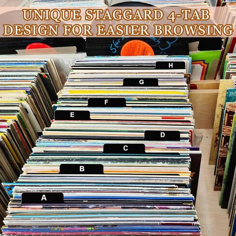 Marspark 26 Pcs Vinyl Album Dividers A-Z Record Divider DVD CD File Alphabet Record Organizer with Alphabetical Tab Album Storage Holder for Vinyl LP Collection Library Bin Black (Vertical) in Kuwait