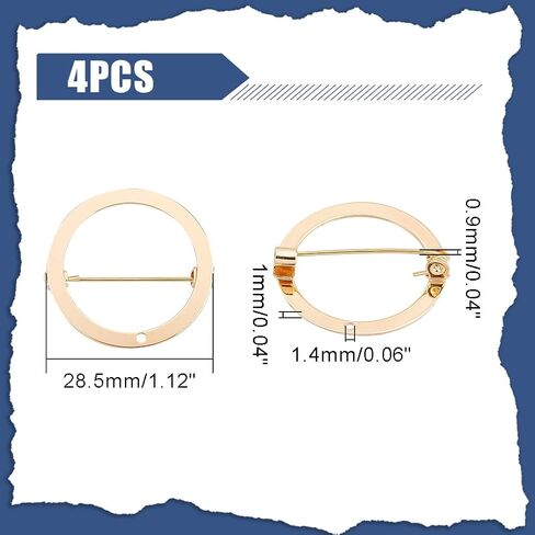 UNICRAFTALE 4Pcs 2 Colors Metal Brooch Pin Backs Donut Brooch Base Settings Donut with Hole Safety Catch Pins Back Clasps Pin Brooches with Hole for Name Badge Jewelry Making in Kuwait