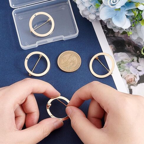 UNICRAFTALE 4Pcs 2 Colors Metal Brooch Pin Backs Donut Brooch Base Settings Donut with Hole Safety Catch Pins Back Clasps Pin Brooches with Hole for Name Badge Jewelry Making in Kuwait