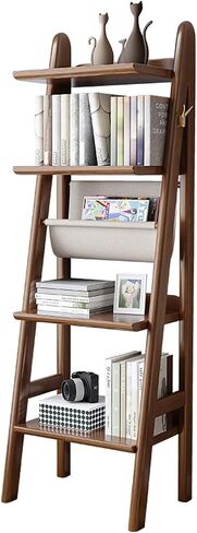 Bookcase Shelf Trapezoidal Bookshelf 5-Layer Shelf Book Storage Rack Decorative Display Rack Suitable for Living Room Bedroom Study Office Bookshelf with Storage(B) in Saudi Arabia