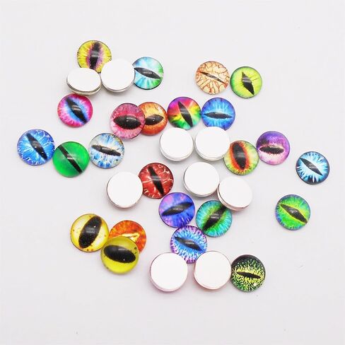 100PCS 6MM Mixed Color Vertical Pupil Dragon Eyes Glass Cabochons for Clay Animal, Doll Making, Sculptures, Props, Jewelry Pendant, DIY Crafts Fantasy Art in Saudi Arabia