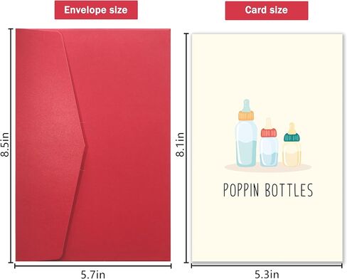 Funny Baby Shower Card - ‘POPPIN BOTTLES’ Cute Newborn Gift Card for New Parents, Gender Neutral Baby Announcement in Kuwait