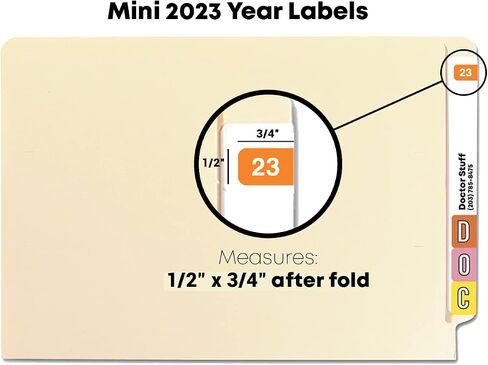 2025 Mini Year Labels, Doctor Stuff 2025 Chart Stickers, Black Color Coded, Ames Small Style, USA Made Year Stickers for End Tab File Folders, 500/Roll, 1 Roll, 1/2" x 1-1/2" in Saudi Arabia