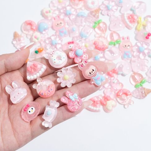 Charms 100PCS Kawaii Flatback Resin Charms for Crafts, Cabochon for DIY Projects, Slime Charm, Resin Art, Scrapbooking, Phone Case & Accessories (Multicolor) in Saudi Arabia