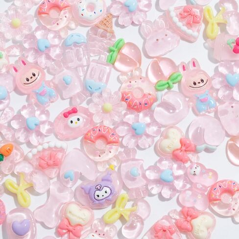 Charms 100PCS Kawaii Flatback Resin Charms for Crafts, Cabochon for DIY Projects, Slime Charm, Resin Art, Scrapbooking, Phone Case & Accessories (Multicolor) in Saudi Arabia
