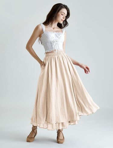 Scarlet Darkness Renaissance Maxi Skirt for Women Flowy Long Skirts with Pockets in Kuwait