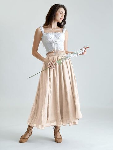 Scarlet Darkness Renaissance Maxi Skirt for Women Flowy Long Skirts with Pockets in Kuwait