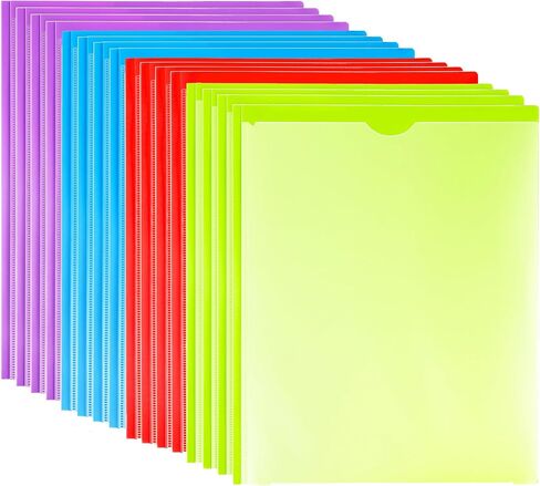 16 Packs Heavy Duty 3 Pockets Folders with Prongs, Plastic Folders with Clear Front Pocket, for Letter Size Paper, Assorted Colors/Card Slot for Class Office Home in Saudi Arabia