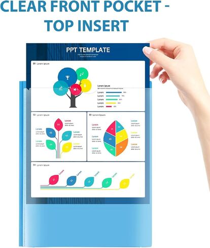 16 Packs Heavy Duty 3 Pockets Folders with Prongs, Plastic Folders with Clear Front Pocket, for Letter Size Paper, Assorted Colors/Card Slot for Class Office Home in Saudi Arabia
