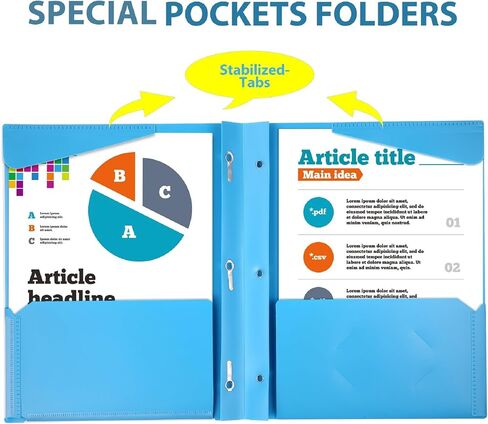 16 Packs Heavy Duty 3 Pockets Folders with Prongs, Plastic Folders with Clear Front Pocket, for Letter Size Paper, Assorted Colors/Card Slot for Class Office Home in Saudi Arabia