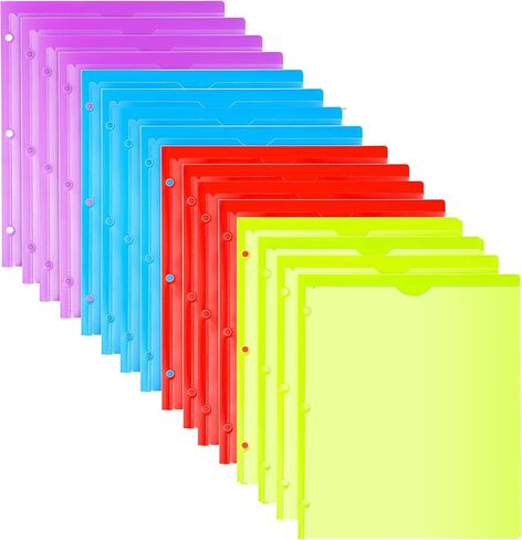 16 Packs Heavy Duty 3 Pockets Folders with Prongs, Plastic Folders with Clear Front Pocket, for Letter Size Paper, Assorted Colors/Card Slot for Class Office Home in Saudi Arabia