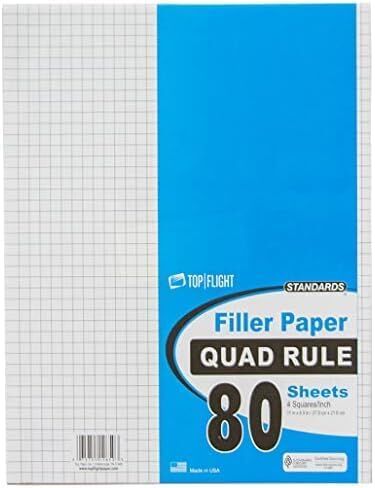 Top Flight Filler Paper, Quadrille Rule, 11 x 8.5 Inches, 80 Sheets (12650) in Saudi Arabia