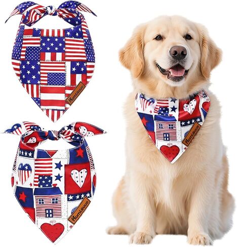Homlouue 2PCS Amercian Flag Dog Bandanas X-Large, Summer Dog Bandanas for 4th of July Memorial Day Independence Day, Premium Durable Reversible Patriotic Pet Scarf for Large and Extra Large Dogs in Saudi Arabia
