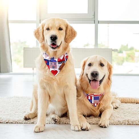 Homlouue 2PCS Amercian Flag Dog Bandanas X-Large, Summer Dog Bandanas for 4th of July Memorial Day Independence Day, Premium Durable Reversible Patriotic Pet Scarf for Large and Extra Large Dogs in Saudi Arabia