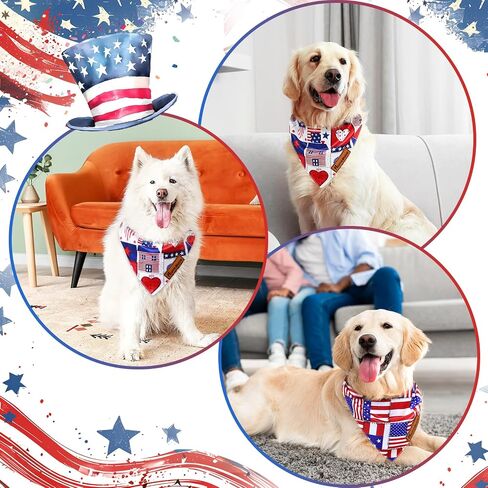 Homlouue 2PCS Amercian Flag Dog Bandanas X-Large, Summer Dog Bandanas for 4th of July Memorial Day Independence Day, Premium Durable Reversible Patriotic Pet Scarf for Large and Extra Large Dogs in Saudi Arabia