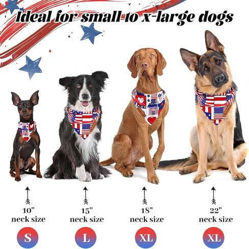 Homlouue 2PCS Amercian Flag Dog Bandanas X-Large, Summer Dog Bandanas for 4th of July Memorial Day Independence Day, Premium Durable Reversible Patriotic Pet Scarf for Large and Extra Large Dogs in Saudi Arabia