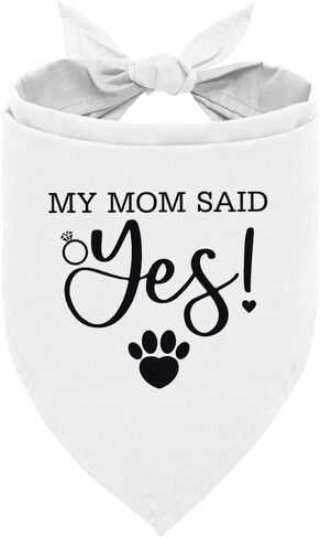My Mom Said Yes Dog Bandana - Baby Blue, Wedding, Engagement, Pet Triangle Scarf for Small Medium Large Dogs - Gift for Dog Lover (E43) in Saudi Arabia