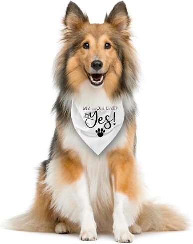 My Mom Said Yes Dog Bandana - Baby Blue, Wedding, Engagement, Pet Triangle Scarf for Small Medium Large Dogs - Gift for Dog Lover (E43) in Saudi Arabia