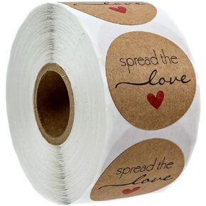 1.5" Inch Round Natural Kraft Spread The Love Stickers/Jam or Jelly Stickers/Wedding Favor Stickers /500 Labels per roll