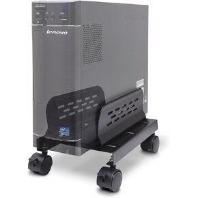 IO CREST Slim Computer PC or UPS Metal Floor Stand with Adjustable Width and Locking Caster Wheels