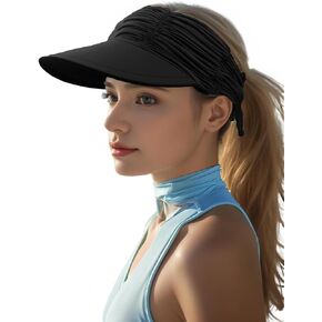 Womens Visor Sun Hat Wide Brim Cool Adjustable Summer UV Protection Visor Hat for Beach Sport Golf Travel Outdoor