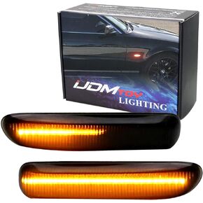 iJDMTOY Euro Smoked Lens Amber Full LED وميض متسلسل أمامي مجموعة ضوء علامة متوافقة مع BMW E46 1999-01 3 Series Sedan، 1999-03 3 Series Coupe، استبدل مصابيح OEM العنبر/الواضحة