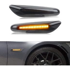 Xinctai 2PCS Smoke Lens Amber LED Side Marker Light Turn Signal Lamp for BMW E60 E61 E90 E91 E92 E93 E81 E82 E88 E46 E83 E84 1/3/5/X3/X1 Series